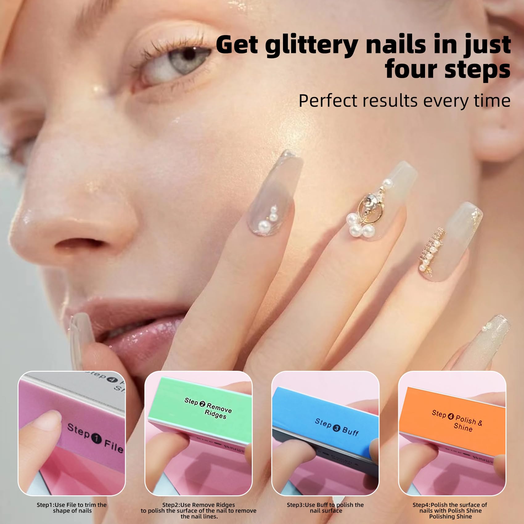 Soft 'N Style nail buffer closeup texture shows durable surface for long-lasting buffing