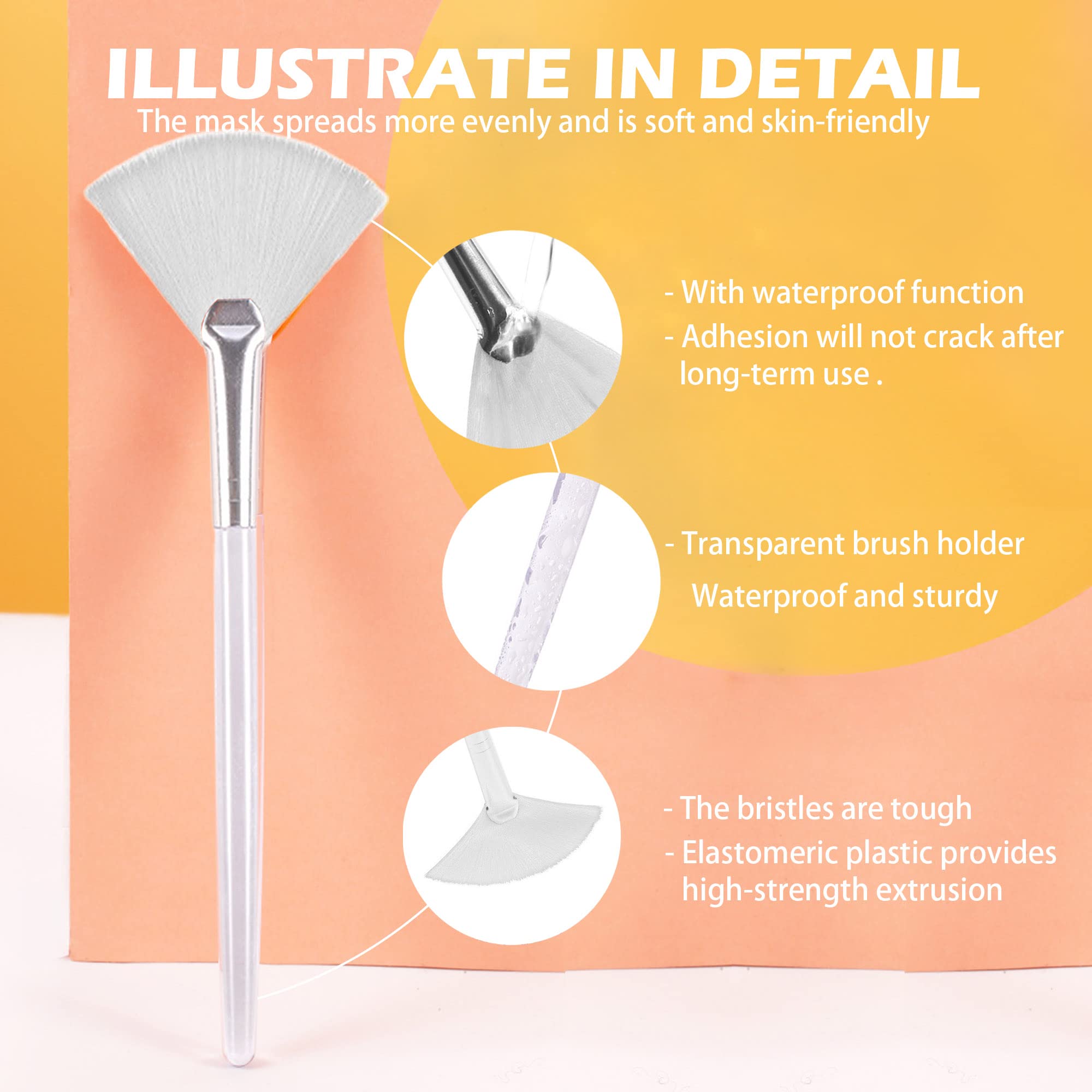 Soft 'N Style Taklon fan mask brush acid applicator enables precise glycolic peel application