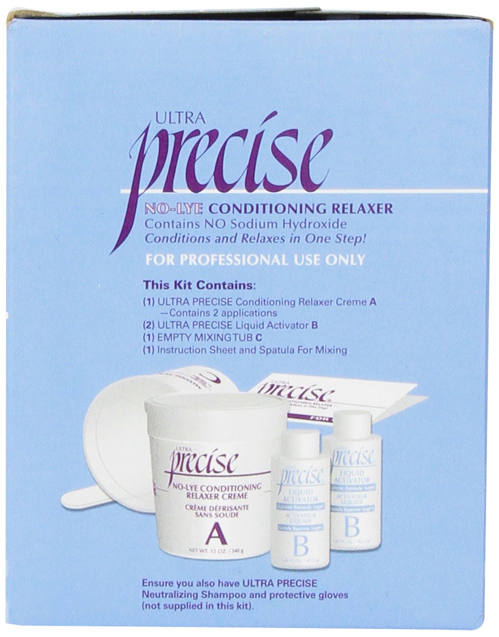 SoftSheen Carson Precise NoLye Supreme Relaxer twin-pack ingredients highlight nourishing formula.