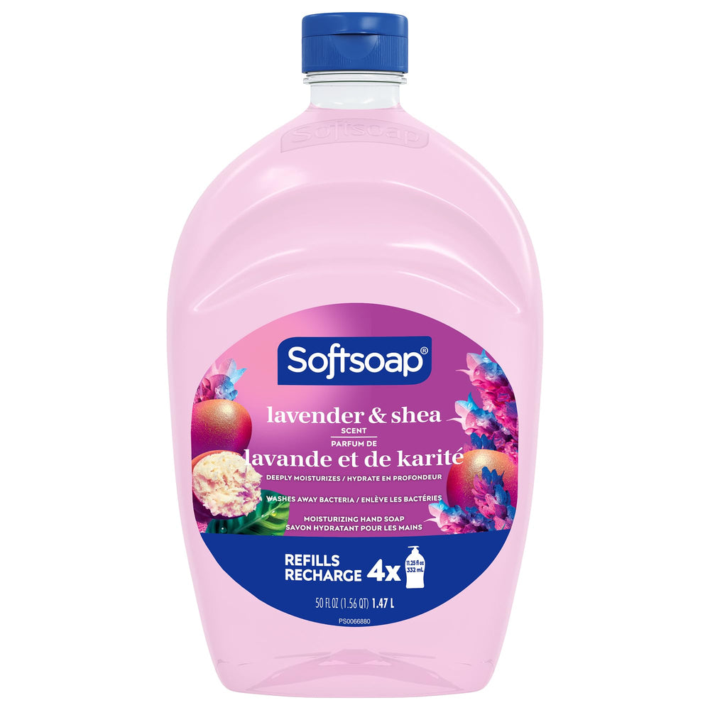 Softsoap lavender-shea-butter refill bottle for long-lasting moisture at home