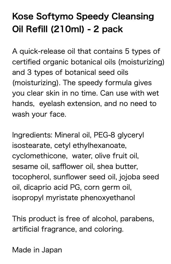 Softymo Speedy Cleansing refill pack 210ml for efficient, mess-free skincare routine.