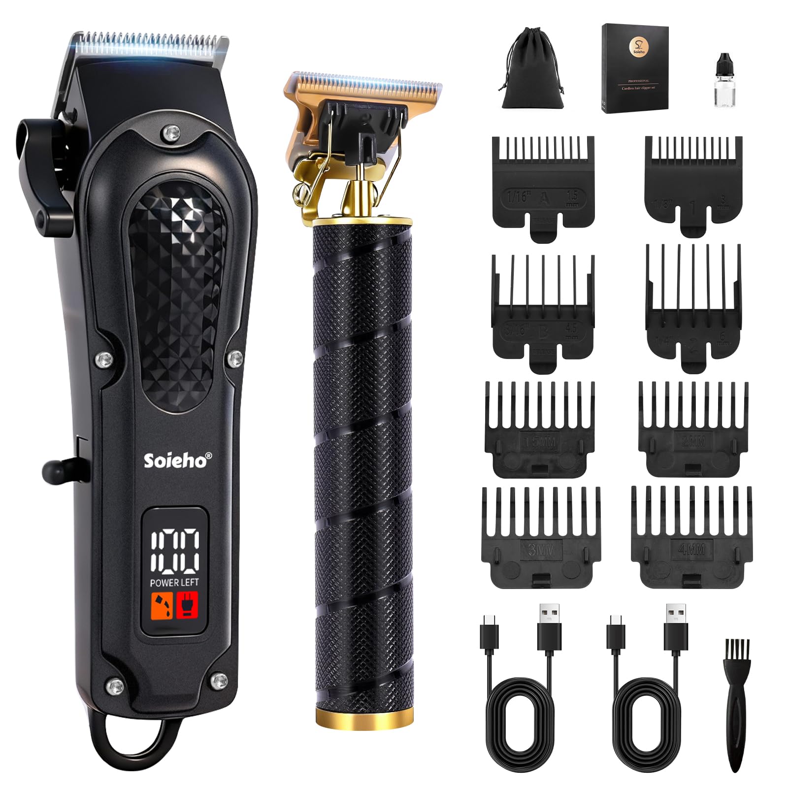 Soieho professional hair clipper front view for precise home grooming.