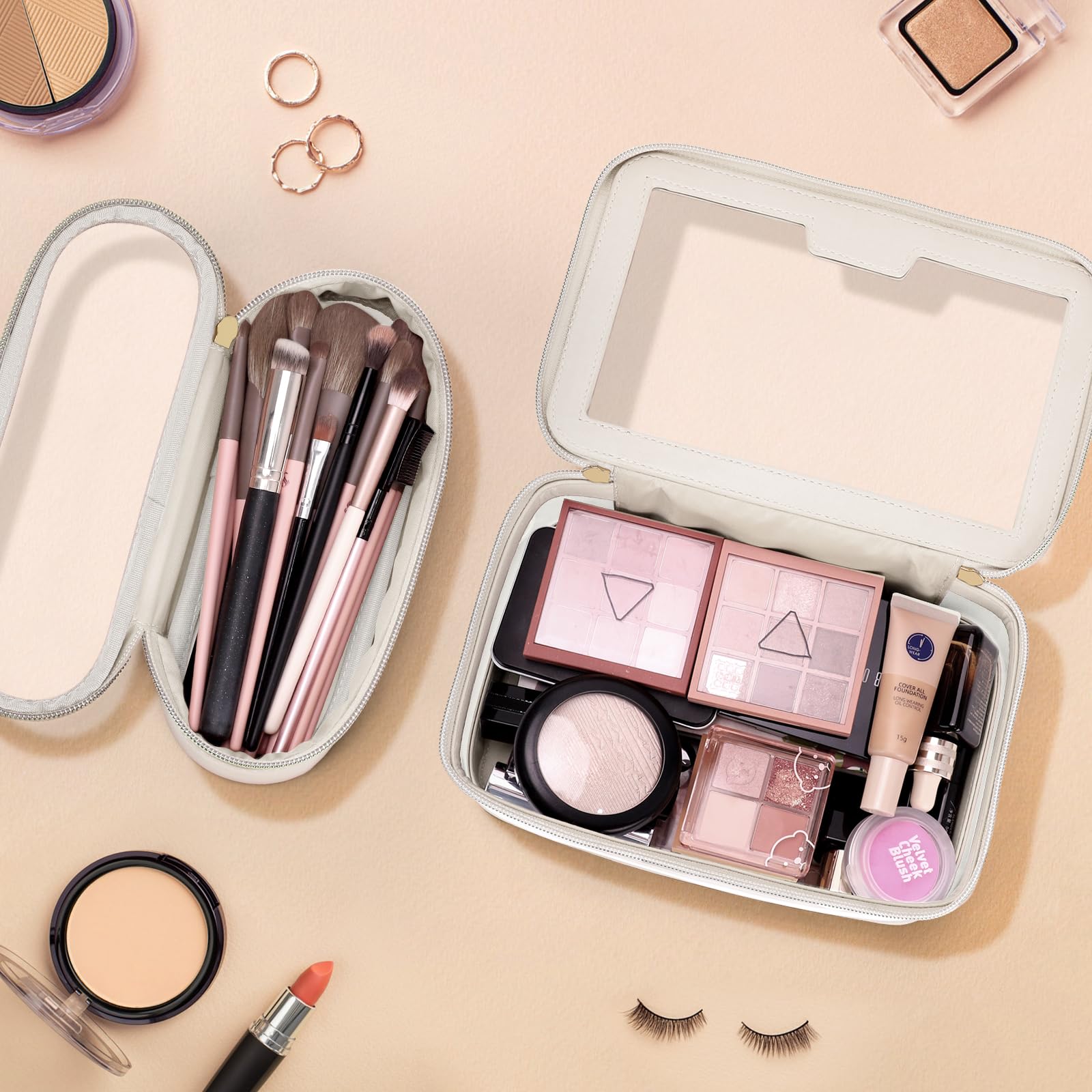 Soimeat spacious clear makeup case helps find items quickly.