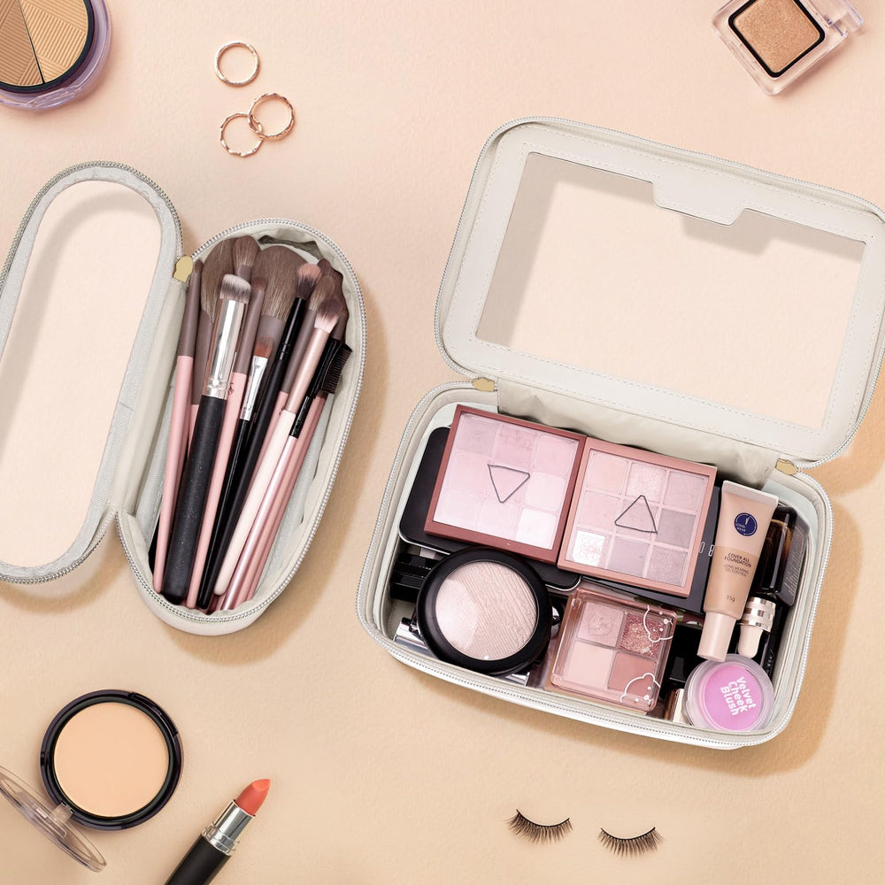 Soimeat spacious clear makeup case helps find items quickly.