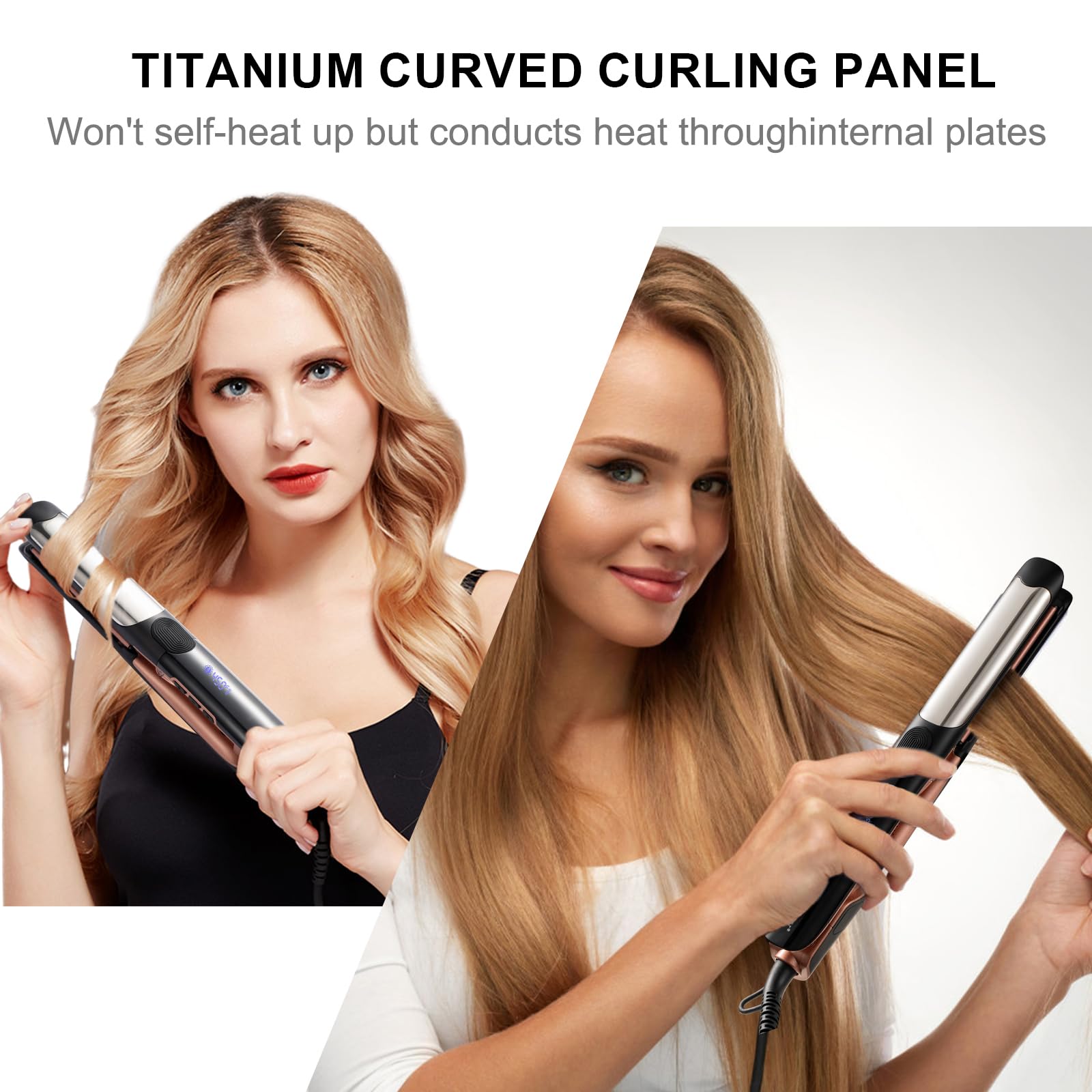 SOKANY titanium curved panel for curling and waves with ease.