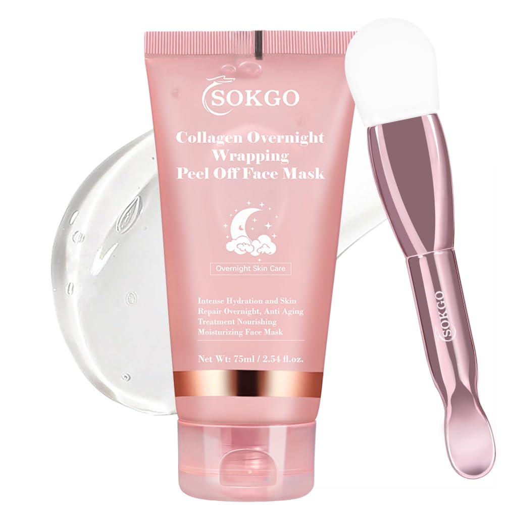 Sokgo Collagen Overnight Wrapping Mask application shows even spread for overnight elasticity support.