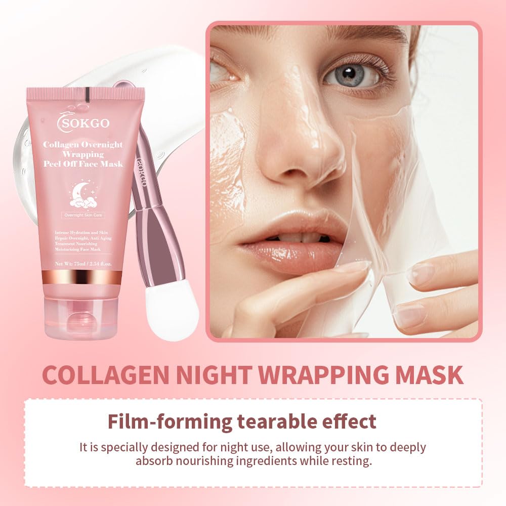 Sokgo Collagen Overnight Wrapping Mask night routine setup promotes restless skin rejuvenation.
