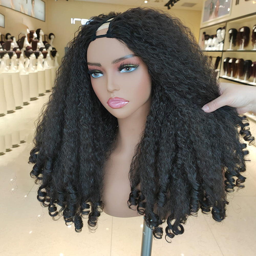 SOKU Afro Curly V Part Wig front view shows natural texture and fullness for daily wear.