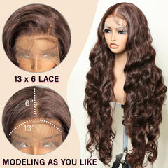 SOKU Brown transparent lace front wig with invisible hairline and flexible parting.