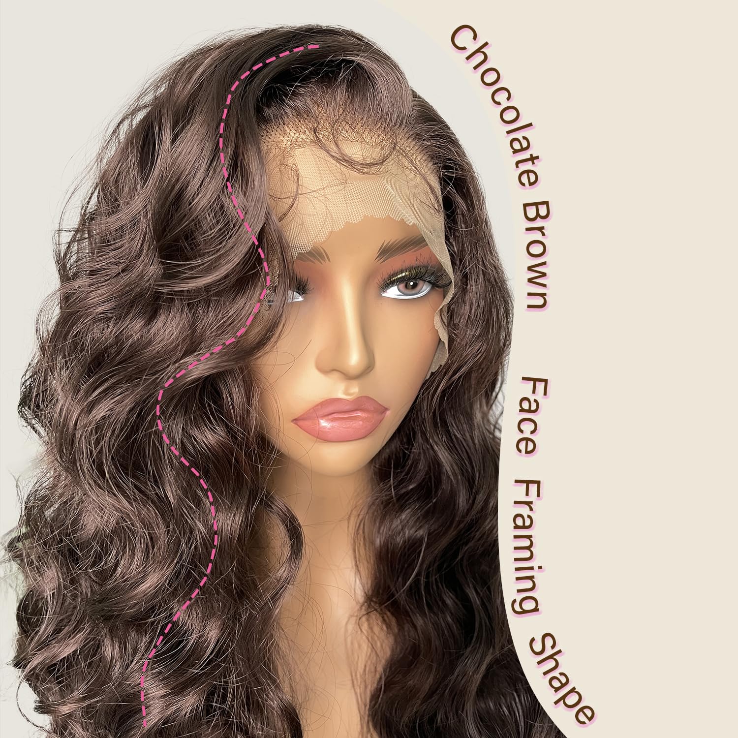SOKU Brown pre-plucked hairline with baby hairs for natural framing.