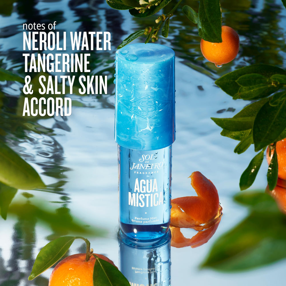 Sol de Janeiro Agua Mistica mist spray application captures light, refreshing spritz for daily wear.