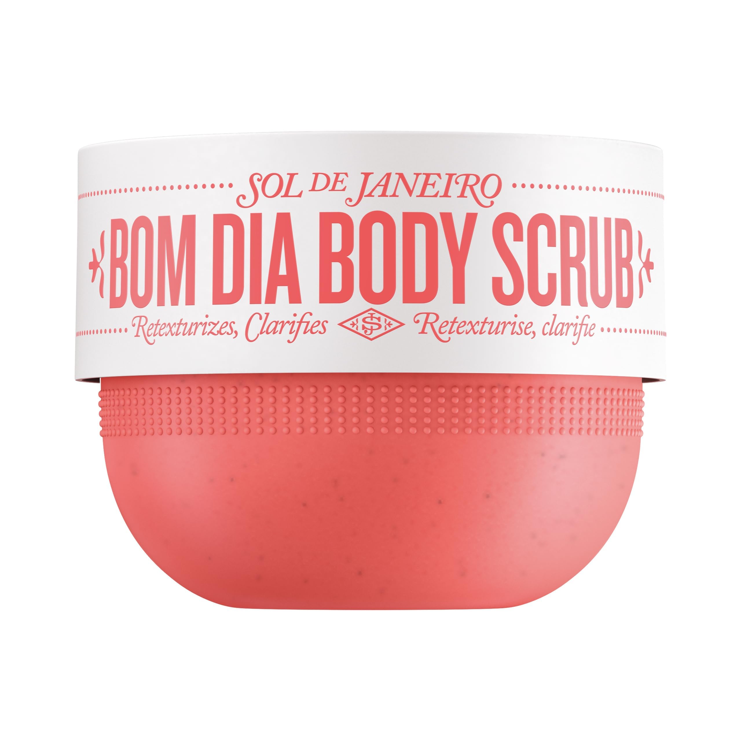 Sol de Janeiro Bom Dia Bright Body Scrub bottle showing exfoliation-ready texture