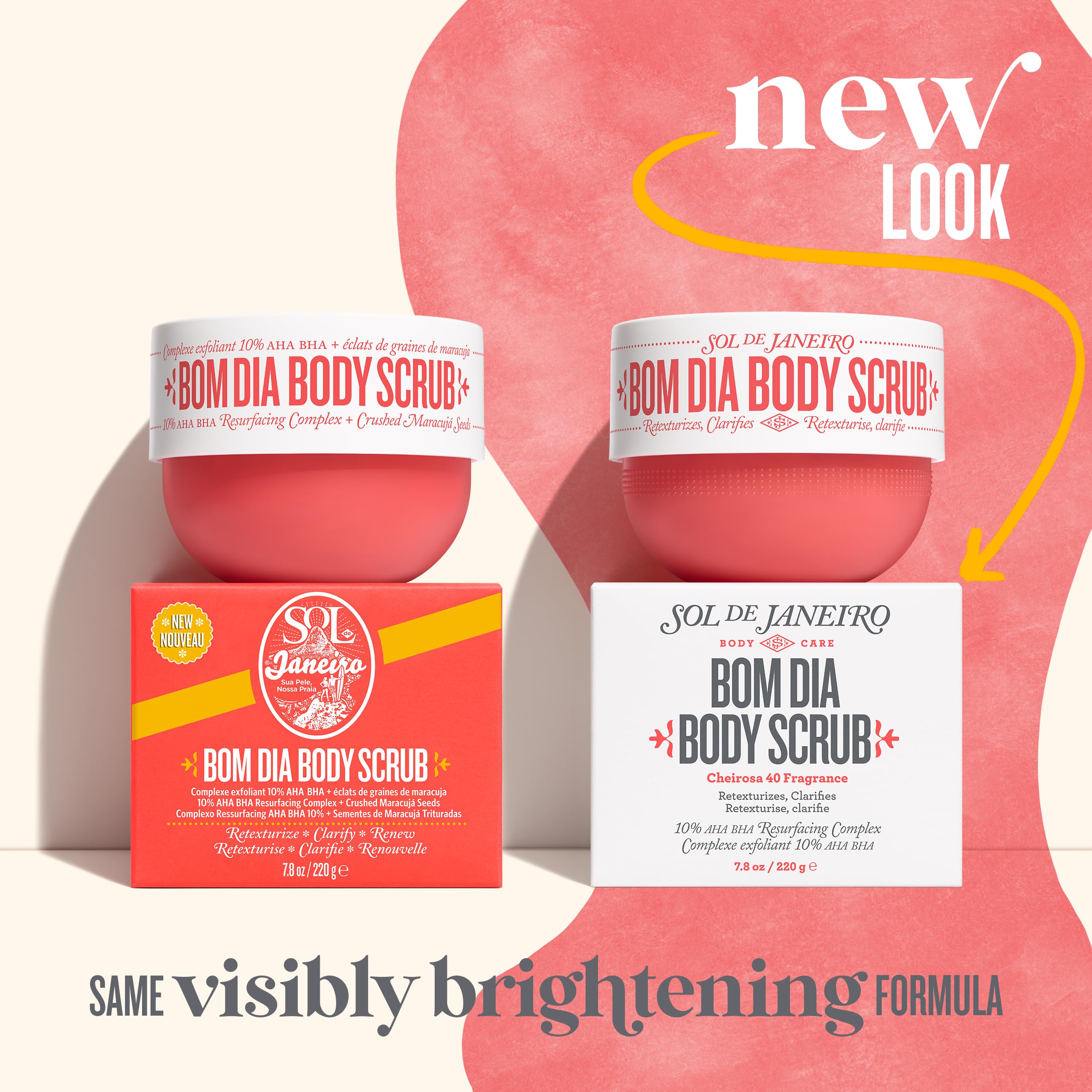 Packshot of Bom Dia Bright Body Scrub showcasing 220g size