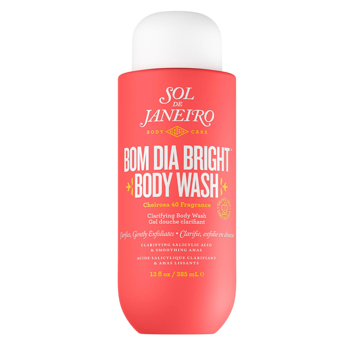 Sol de Janeiro Bom Dia Bright Body Wash bottle promotes radiant glow.