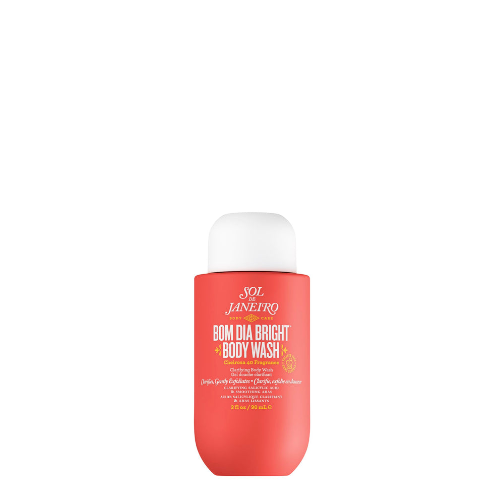 Sol de Janeiro Bom Dia Bright Body Wash pump closeup showing gentle exfoliation for smoother skin