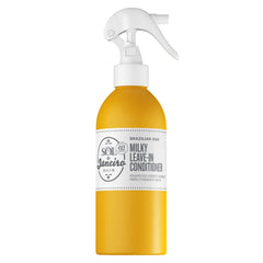 Sol de Janeiro Milky Leave-In Conditioner bottle close-up showing lightweight hydration for hair.