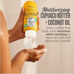 Sol de Janeiro Brazilian Play Shower Cream Gel fragrance-notes graphic featuring pistachio and caramel.