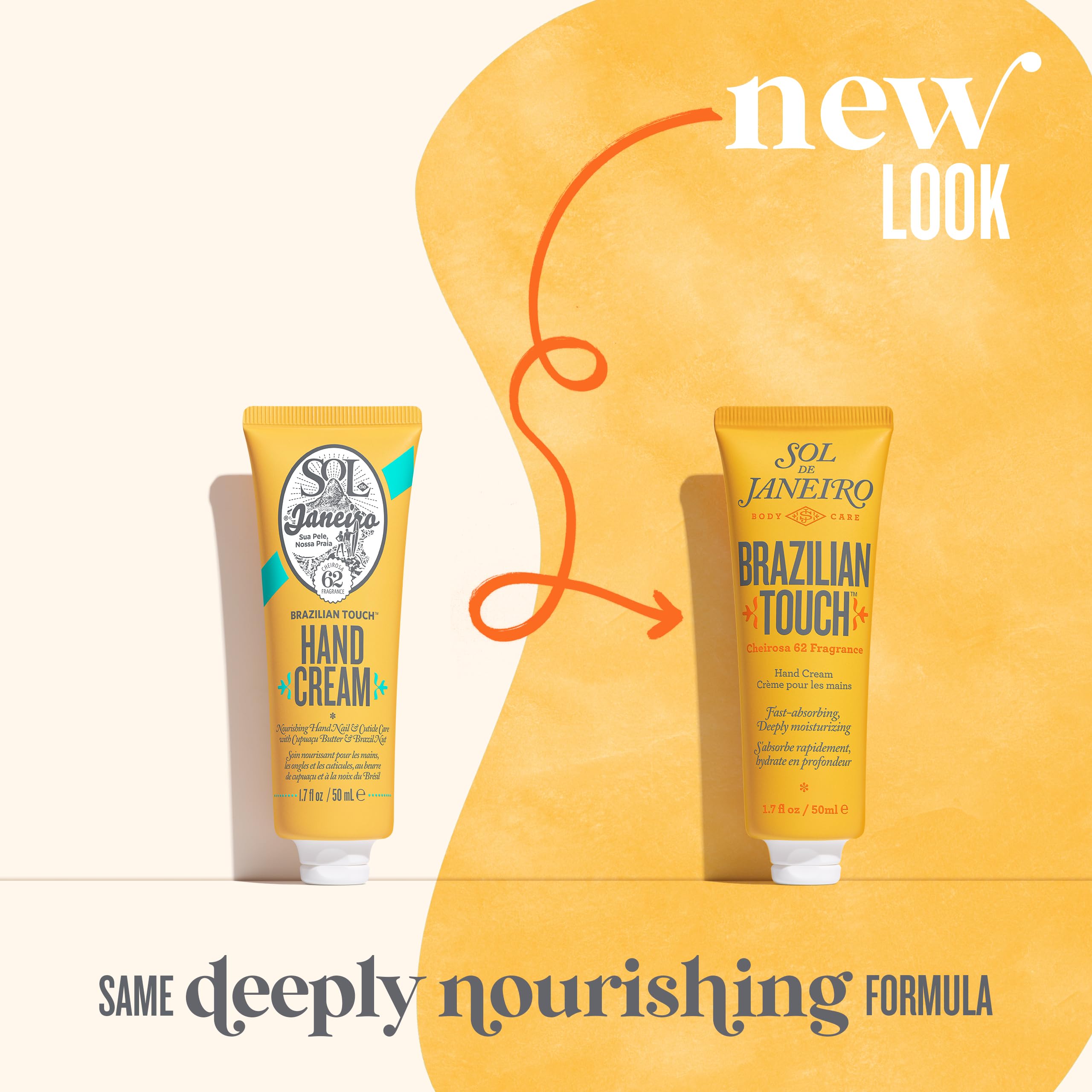 Sol de Janeiro Brazilian Touch Hand Cream pump dispensing shows easy, fast-absorption application.