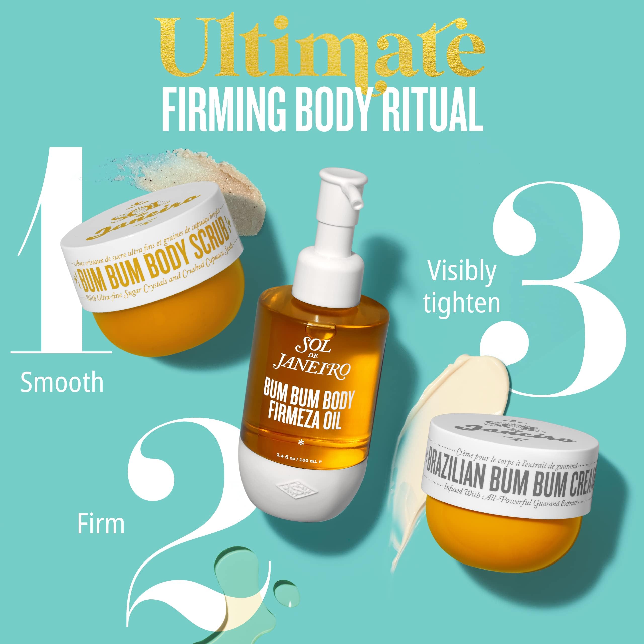 Sol de Janeiro Bum Bum Cream application—silky texture ready for daily ritual.