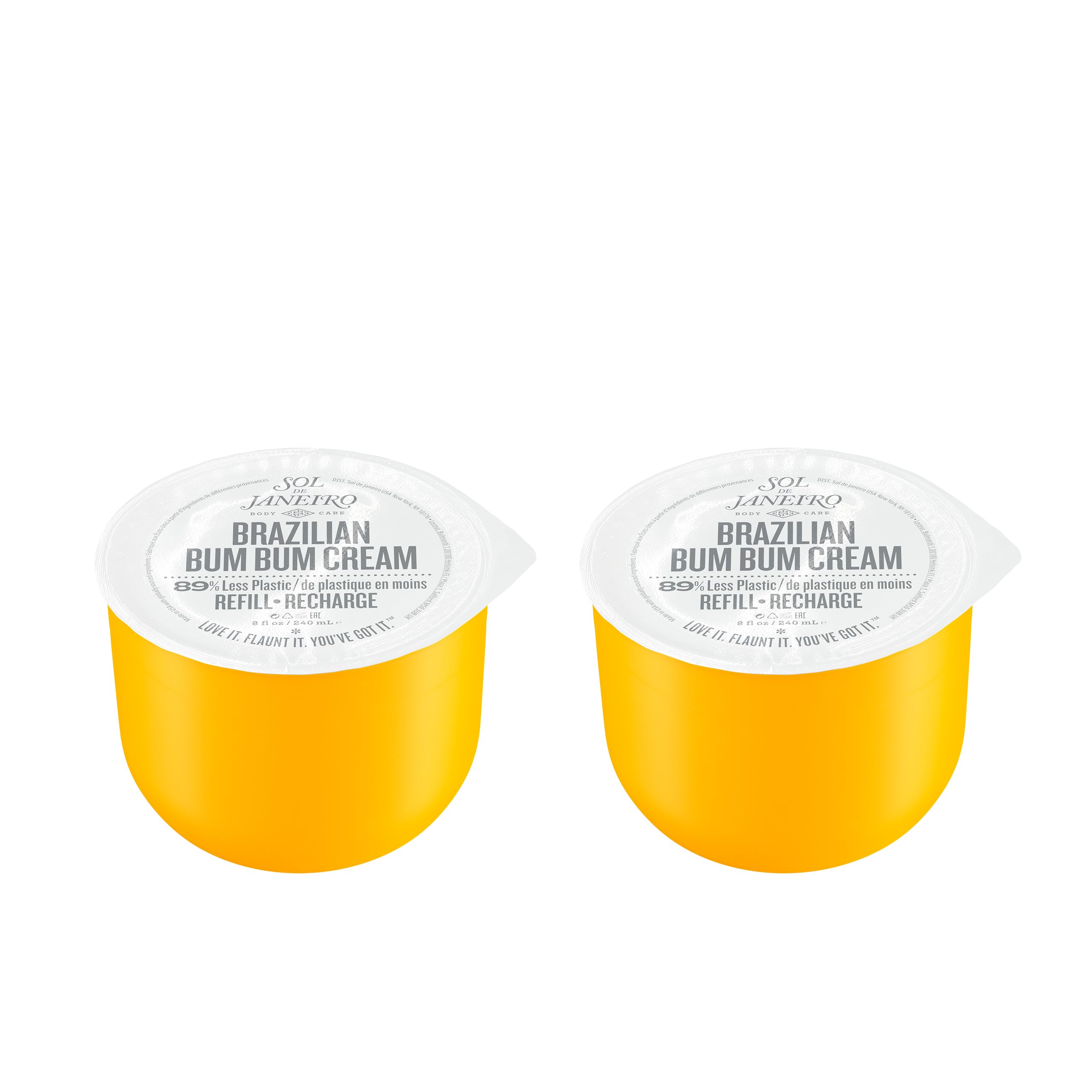 Sol de Janeiro Bum Bum Cream refill pods pack 2 display for easy ongoing hydration.