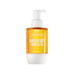 Sol de Janeiro Bum Bum Firmeza Body Oil bottle front promises nourished, firming skin and Cheirosa 62 scent.