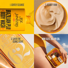 Sol de Janeiro Bum Bum Jet Set travel kit highlighting compact, travel-friendly routine.