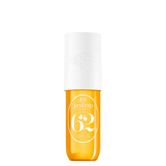 Sol de Janeiro Cheirosa 62 bottle closeup highlights pistachio and vanilla notes for a warm gourmand mood.