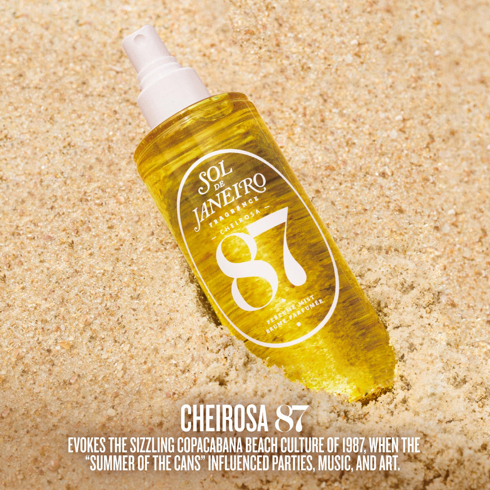 Sol de Janeiro Rio Radiance mist spritz application shows quick hair and skin scent boost