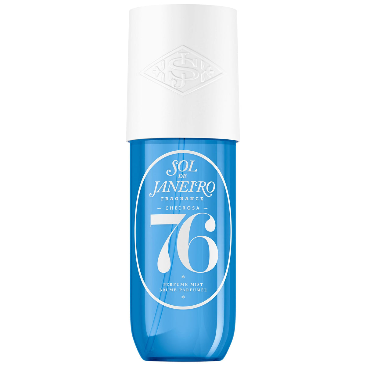 Sol de Janeiro Cheirosa 76 bottle pour showcases amber fragrance for lasting wear.