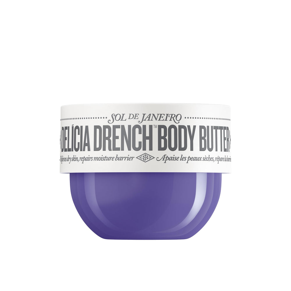Sol de Janeiro Delicia Drench Butter jar closeup showing rich texture for deep hydration.