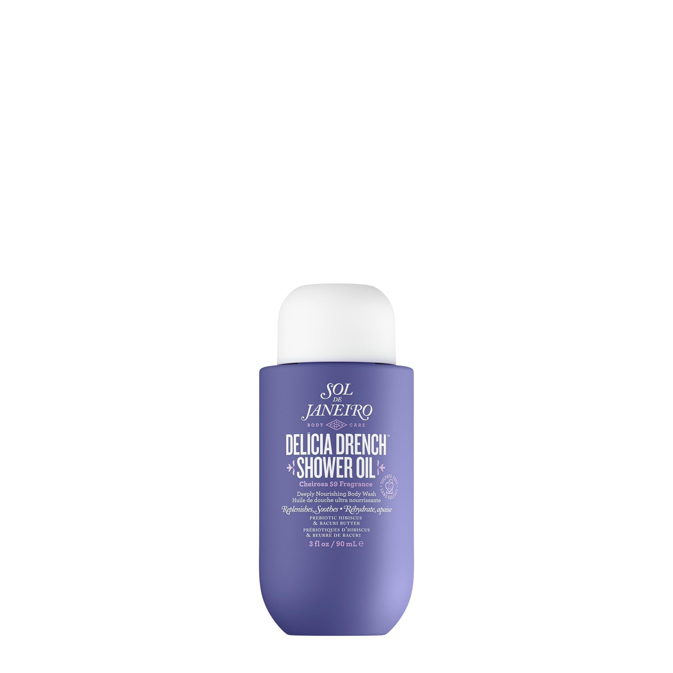 Sol de Janeiro Delicia Drench bottle pour shows nourishing oil-to-milk cleanse for silky skin