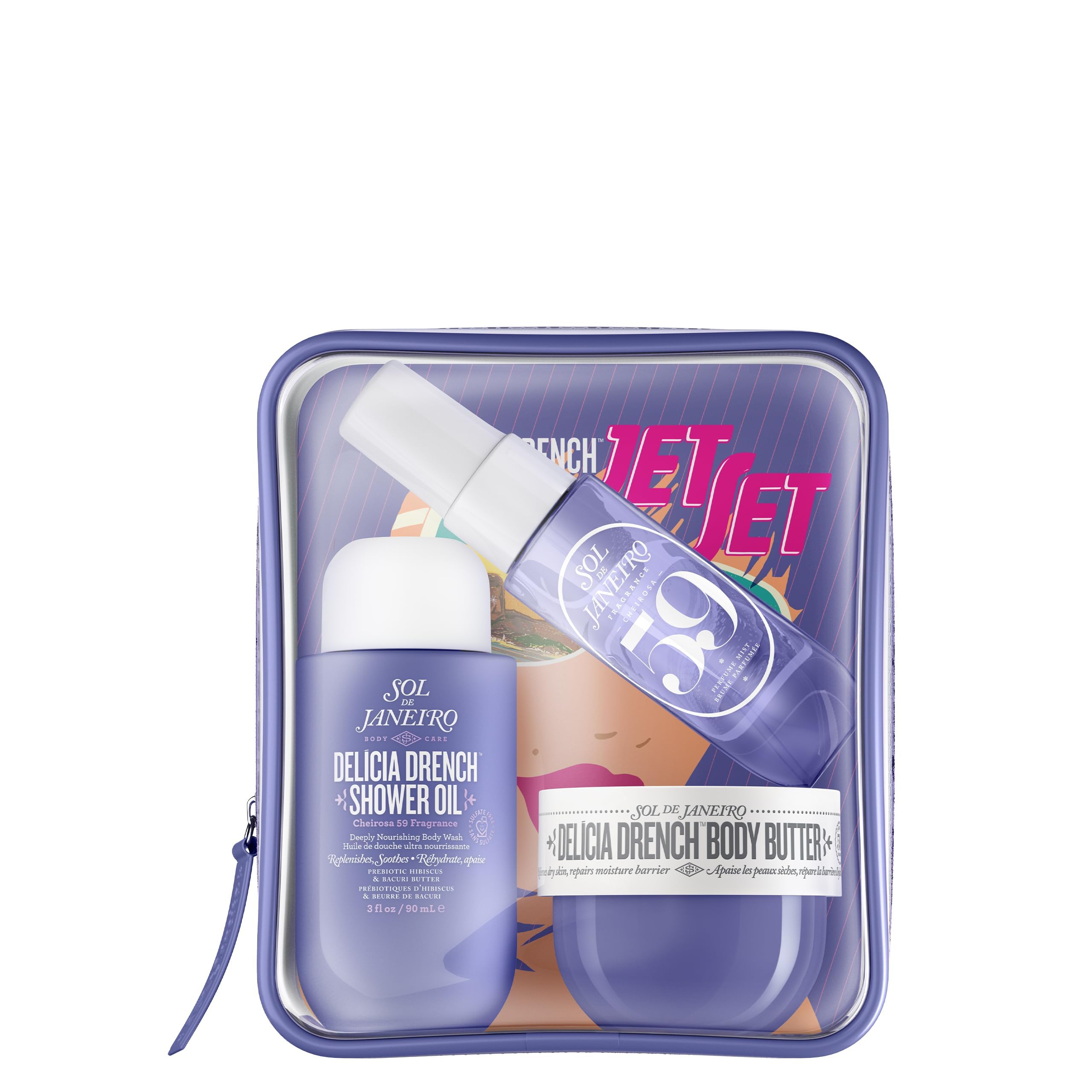 Sol de Janeiro Delícia Drench Shower Oil bottle for nourishing cleanse and hydration.