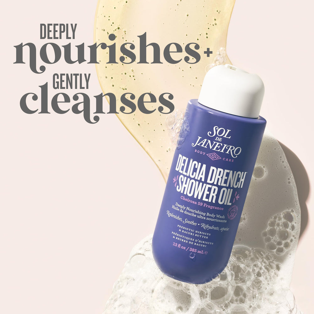 Sol de Janeiro Delicia Drench close-up label highlights Brazilian oils for intense hydration