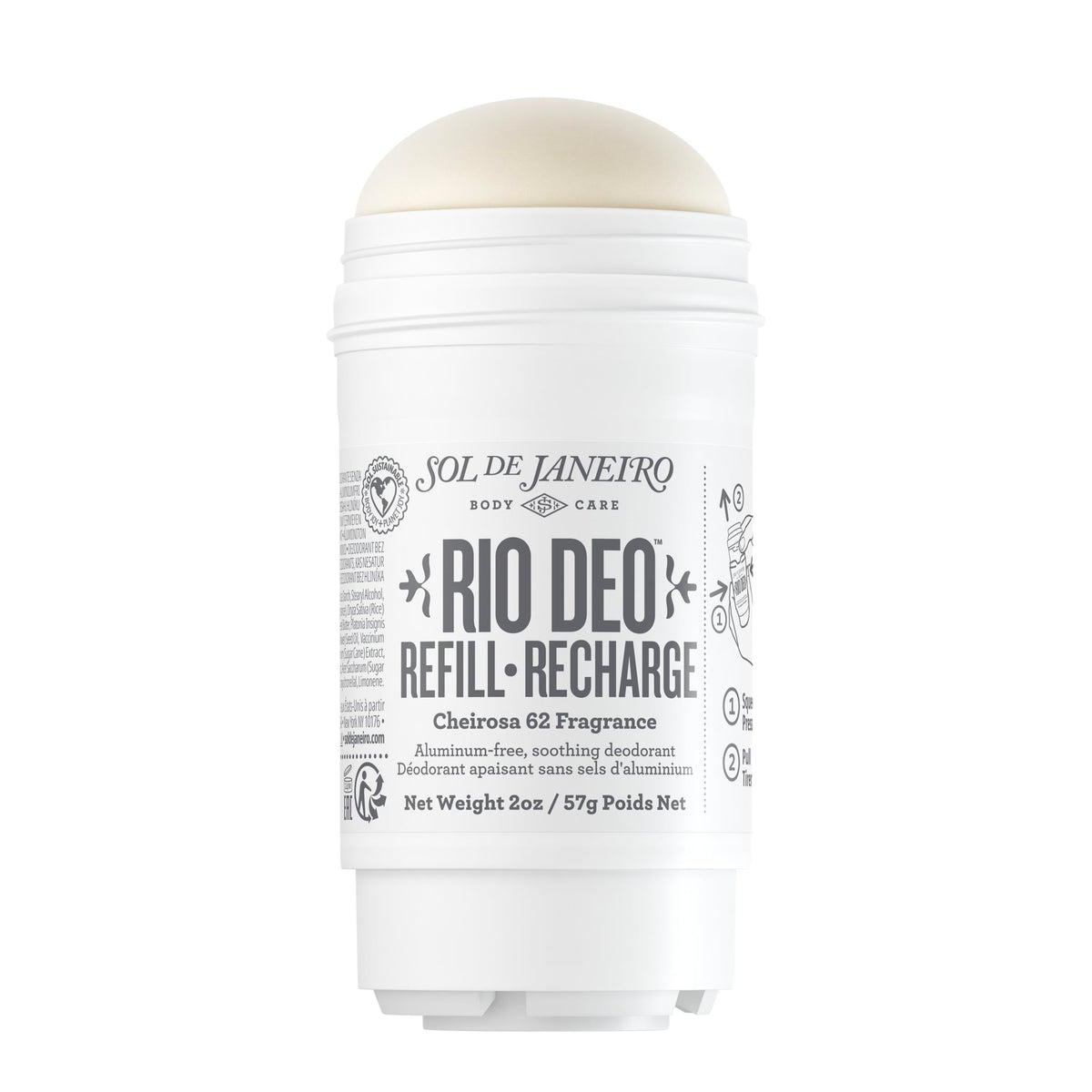 Sol de Janeiro Rio Deo Cheirosa 62 refill bar packaging showcases eco-friendly design for daily freshness