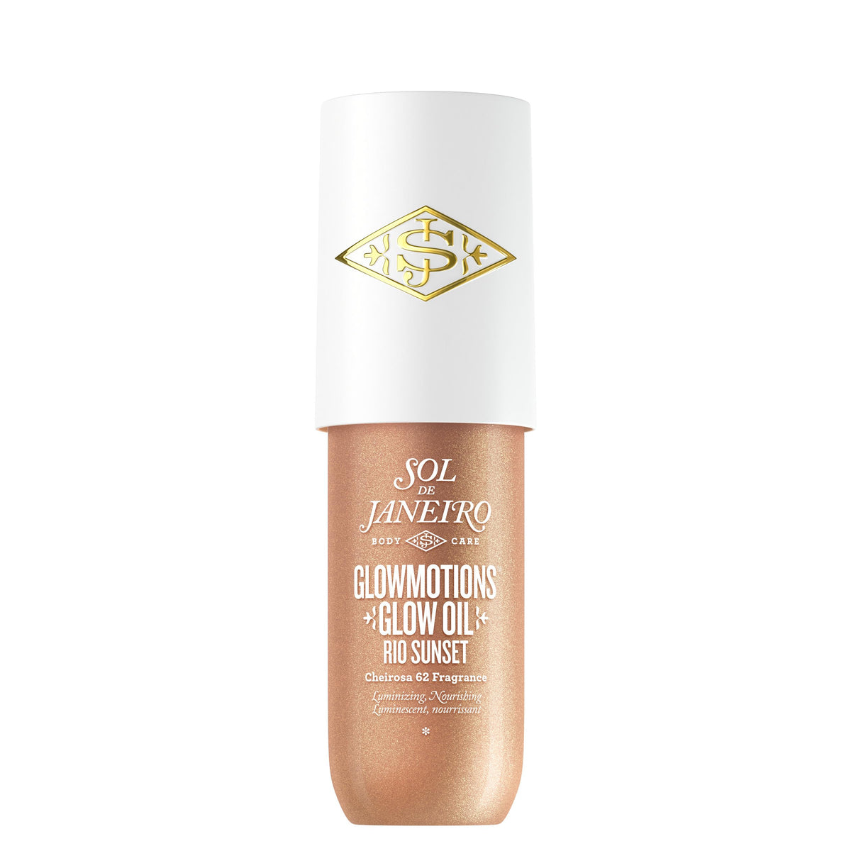 Sol de Janeiro Rio Sunset Glow Oil bottle with champagne shimmer for radiant skin