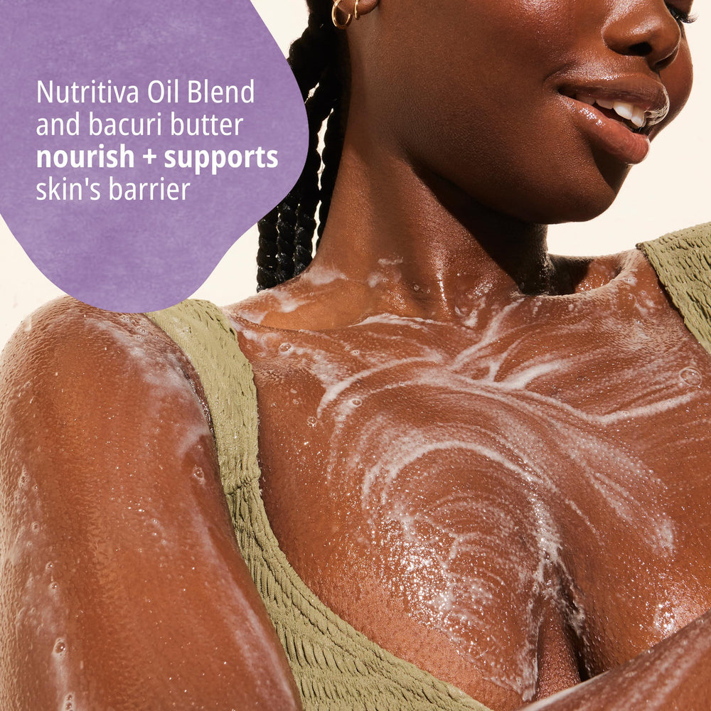 Sol de Janeiro Delicia Drench bottle closeup highlights Brazilian oils for hydration.