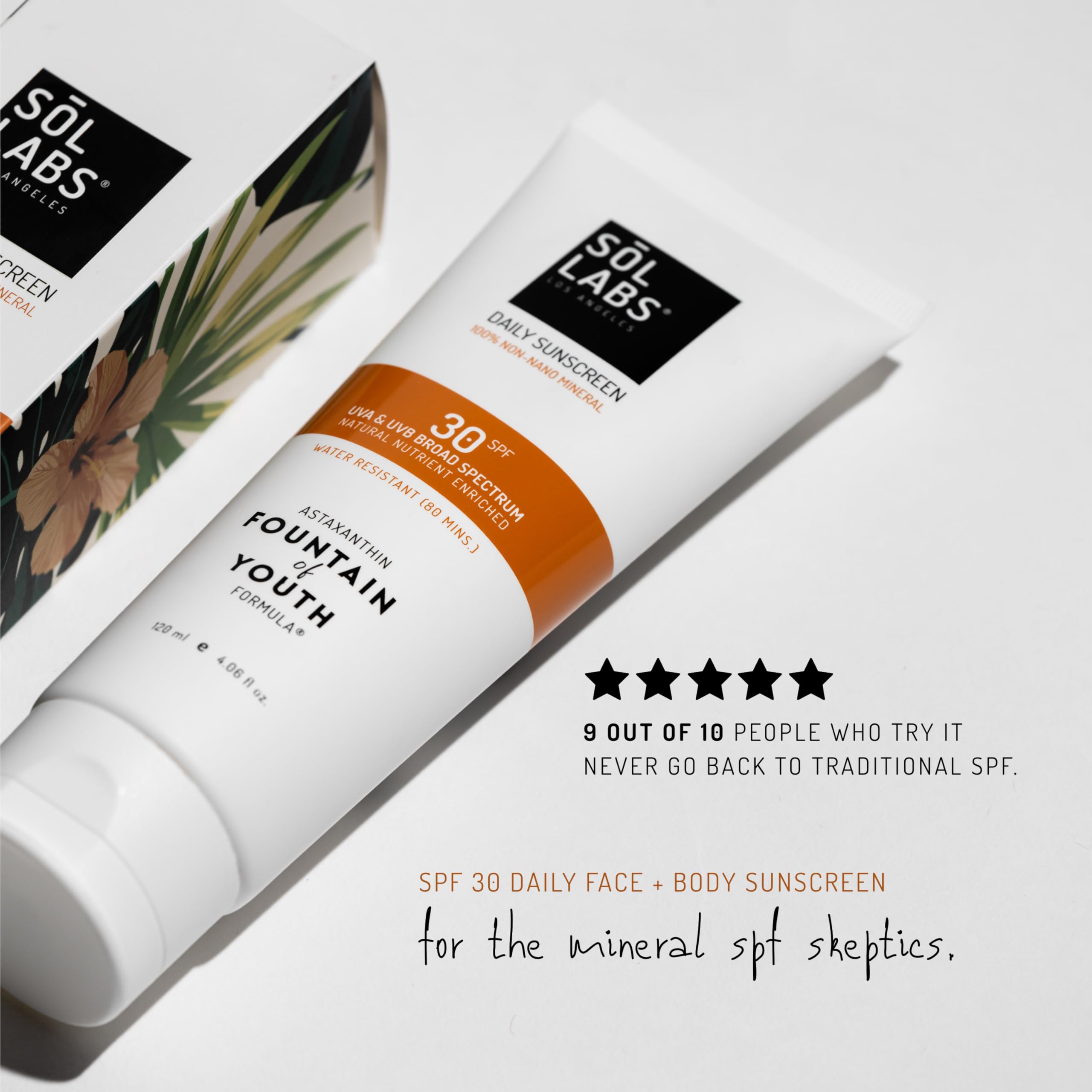 SOL LABS natural mineral sunscreen on hand shows blendable, no white cast
