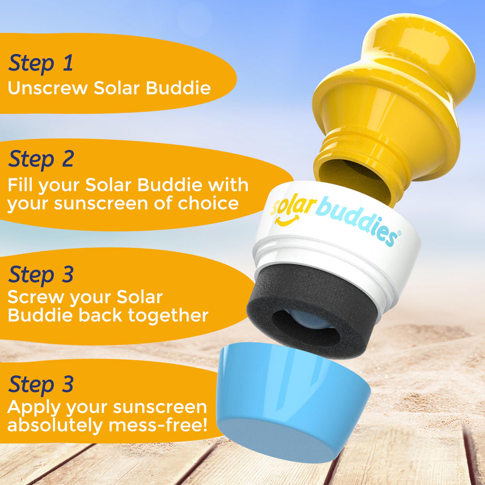 Solar Buddies family-use outdoor sunscreen applicator for kids and adults.