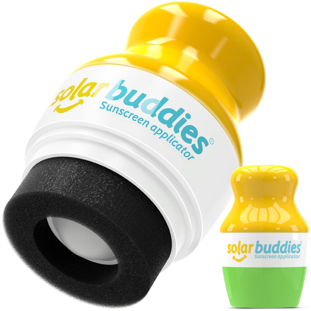 Solar Buddies Sunscreen Applicator front view in green for easy travel protection