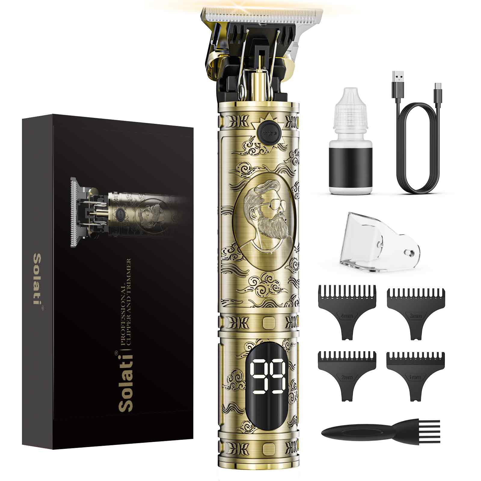 Solati hair clippers cordless battery charging view highlights long runtime for all-day grooming