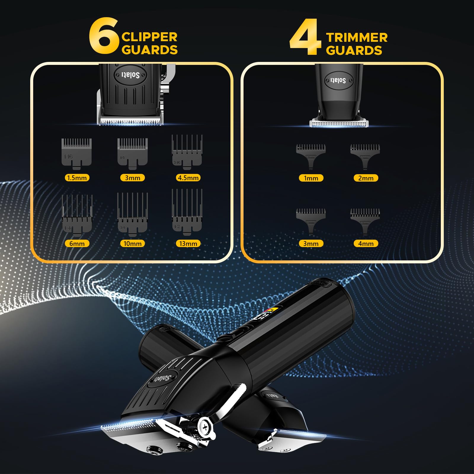 Solati LED display on clipper shows battery level for quick checks.