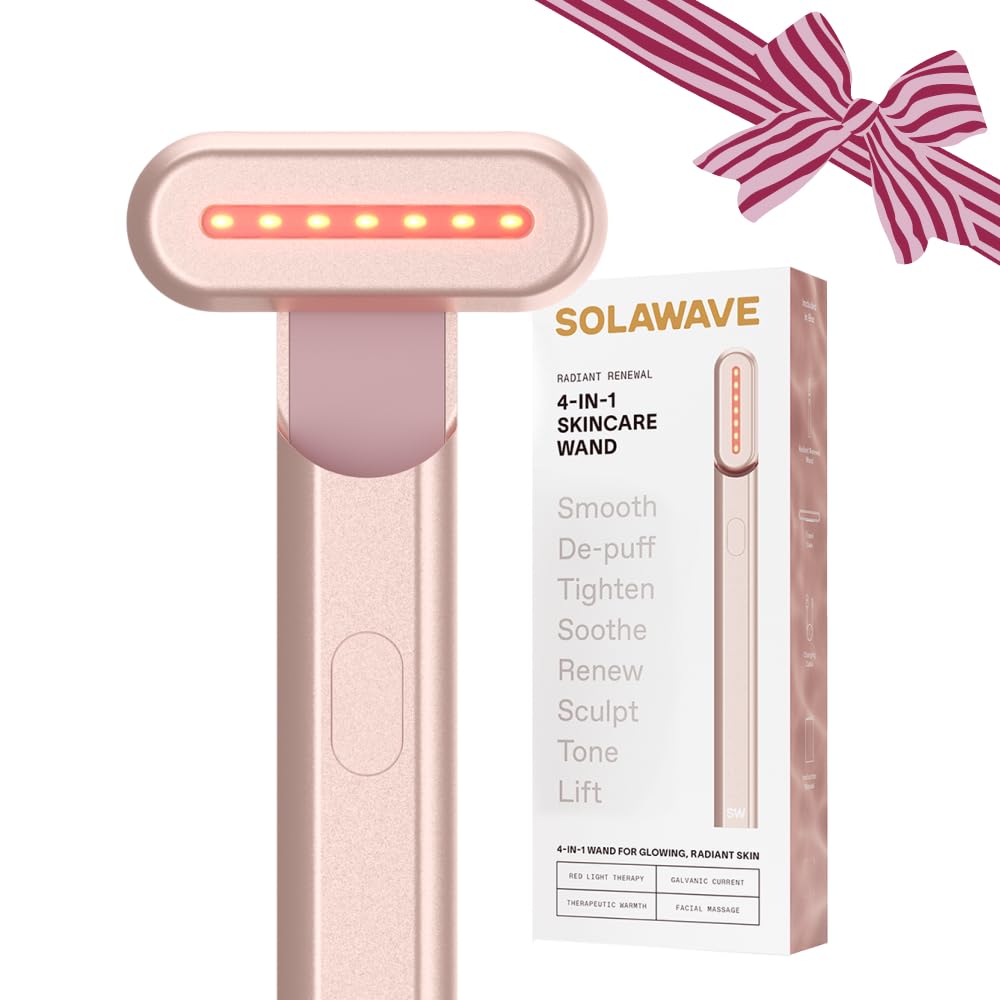 Solawave 4-in-1 red light wand targets the forehead for smoother texture.