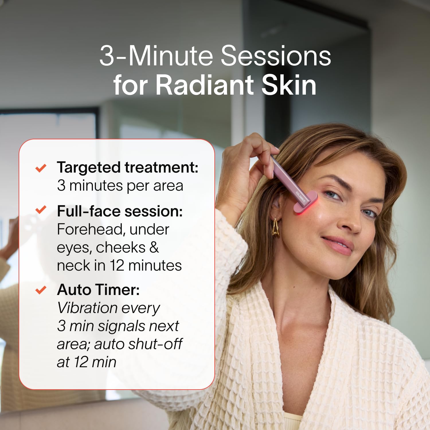 Solawave rotating head enables precise contour treatment.