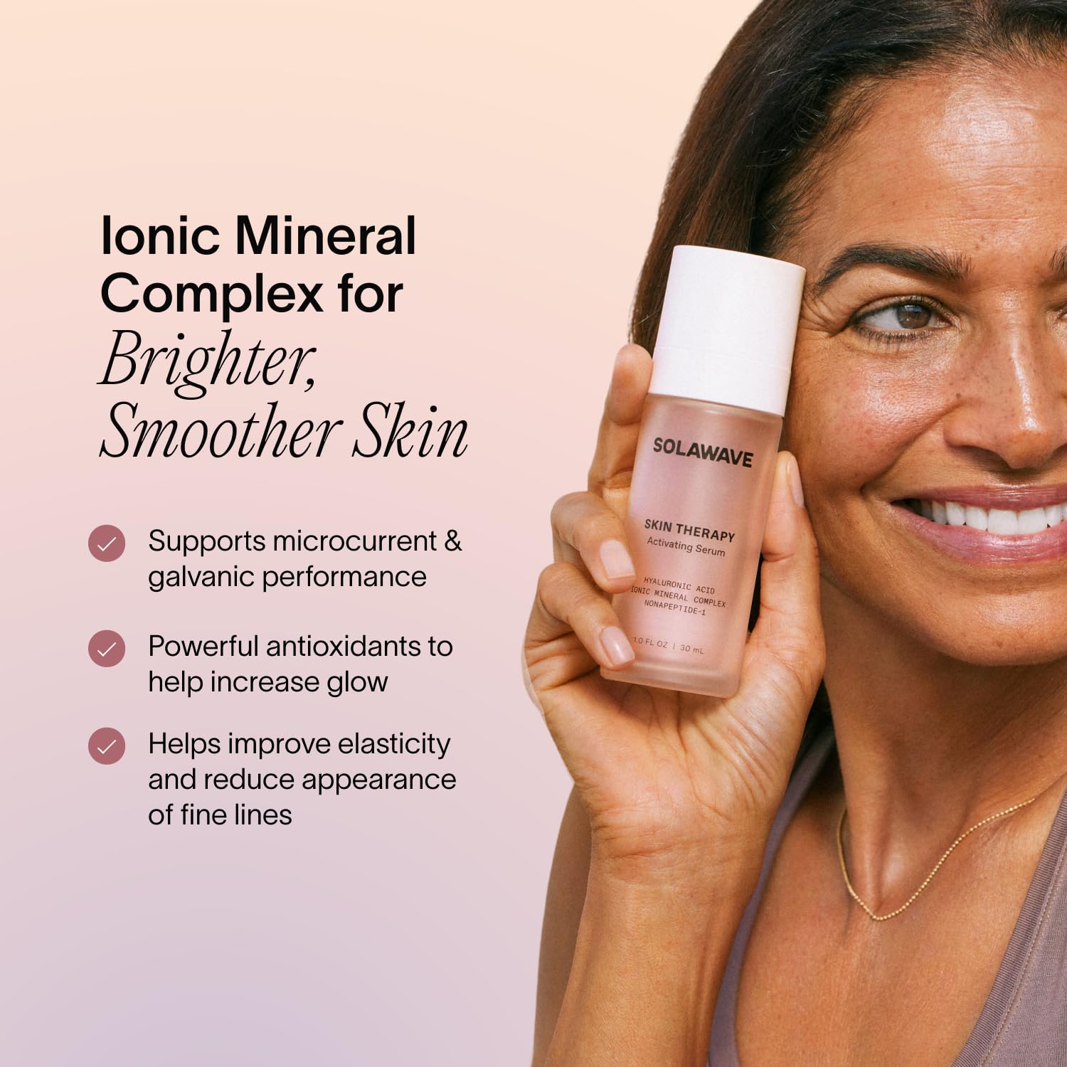 Solawave dermatologist-tested cruelty-free badge signals skin-safe routine