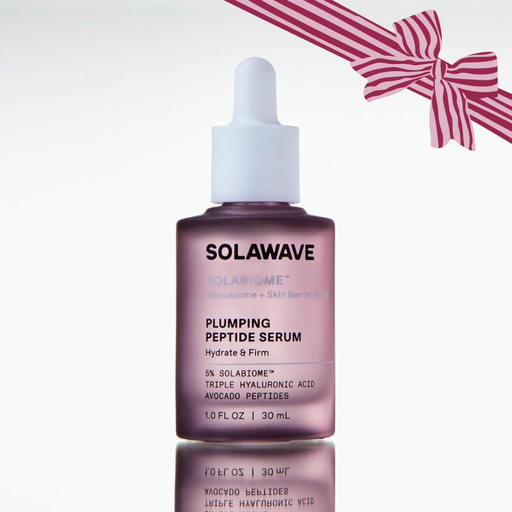 Solawave Plumping Peptide Lifting Serum bottle front for lightweight hydration and radiant skin.