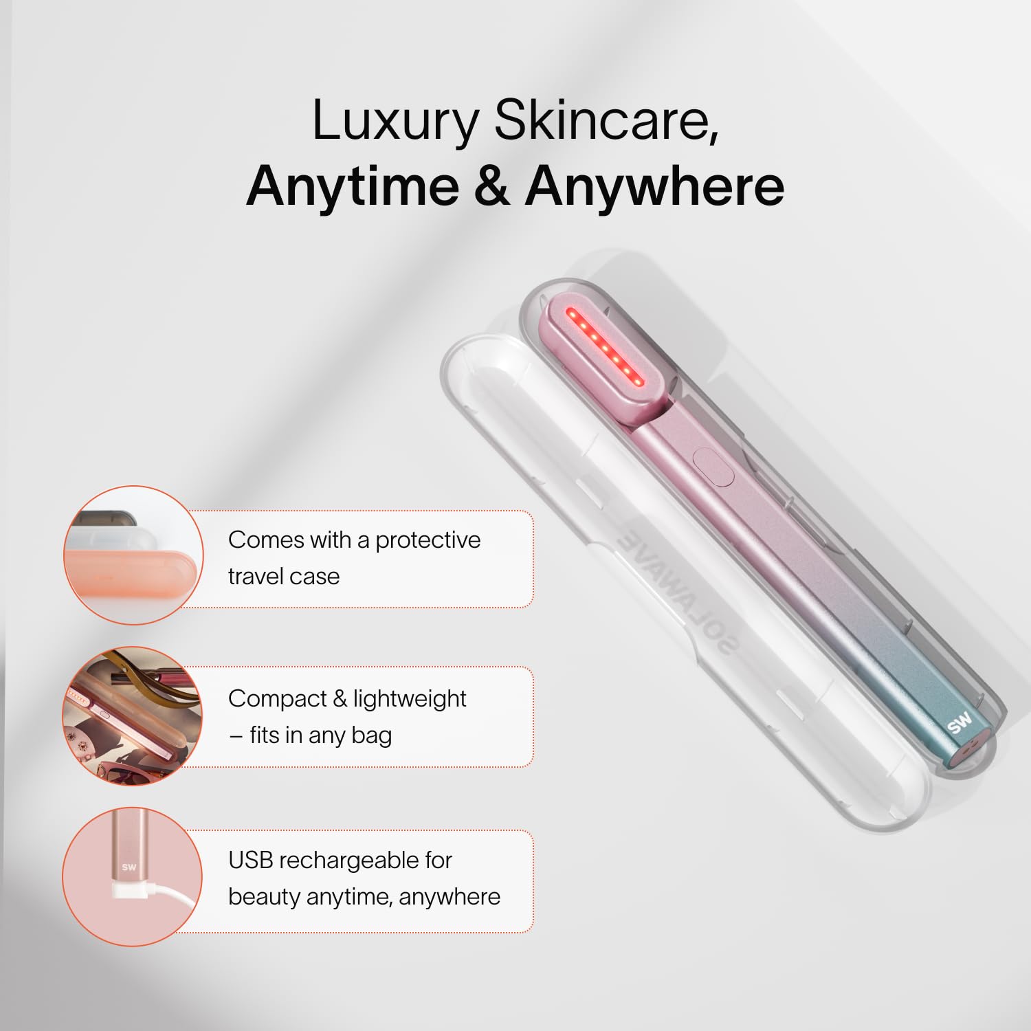Solawave travel case keeps the device secure during travel.