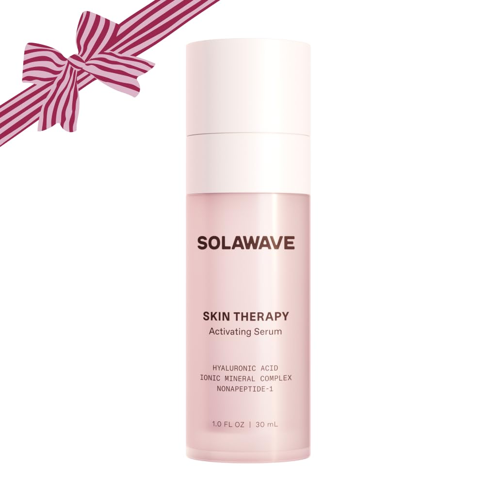 Solawave Wand activating serum packaging highlights hydration-boosting formula.