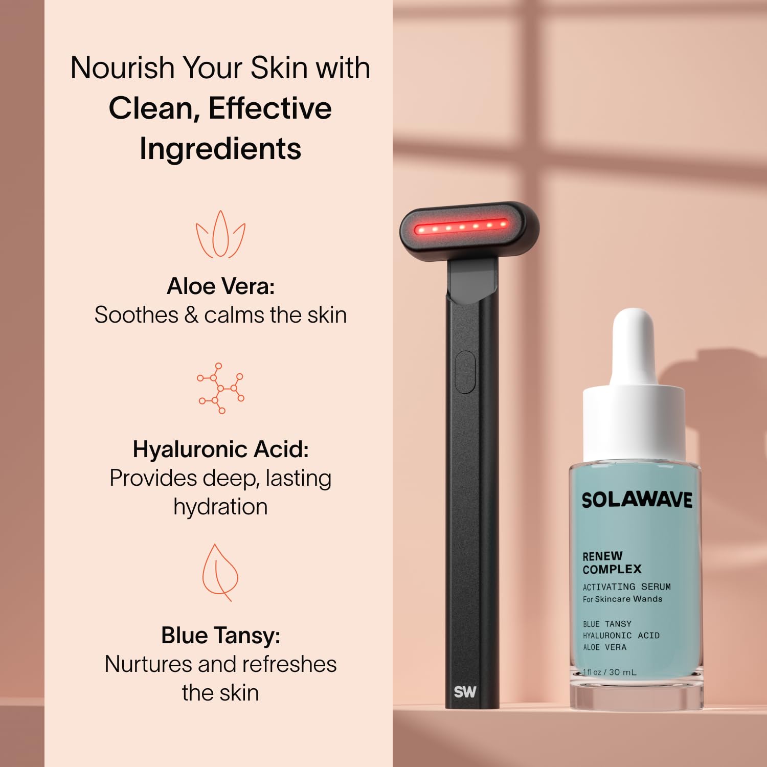 Solawave Wand warmth therapy in action during facial massage