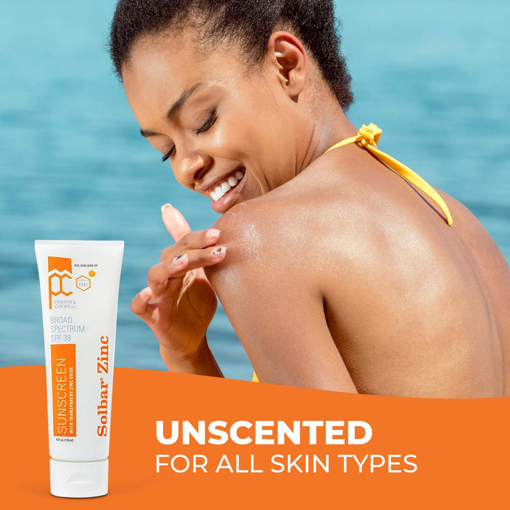 Solbar Sunscreen Zinc Unscented Cream being applied to the face with a smooth glide.