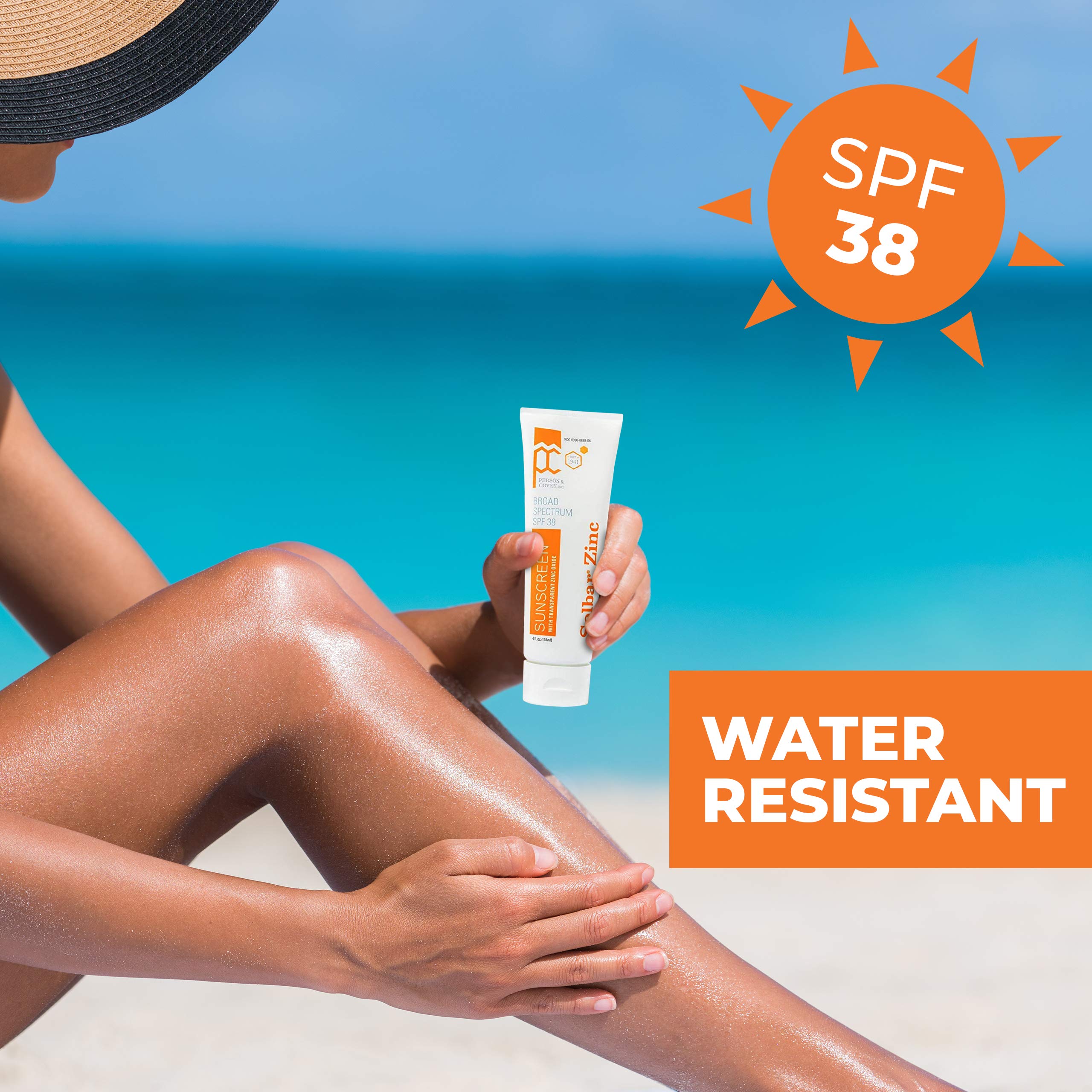 Solbar Sunscreen Zinc Unscented Cream packaging with SPF 38 label.